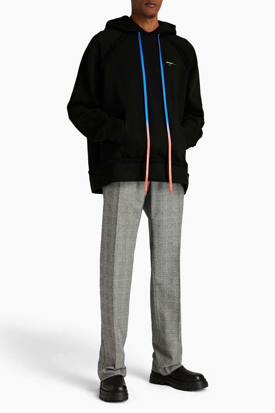 Off-white ™ Man Painted Logo-print Cotton-fleece Hoodie In Black