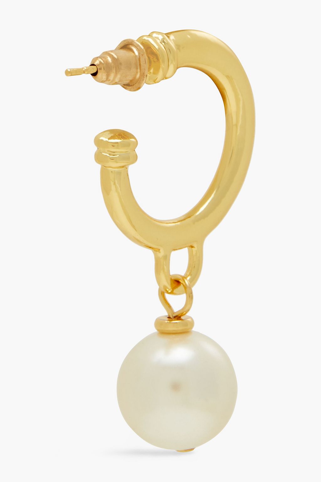 BEN-AMUN 24-karat gold-plated faux pearl hoop earrings