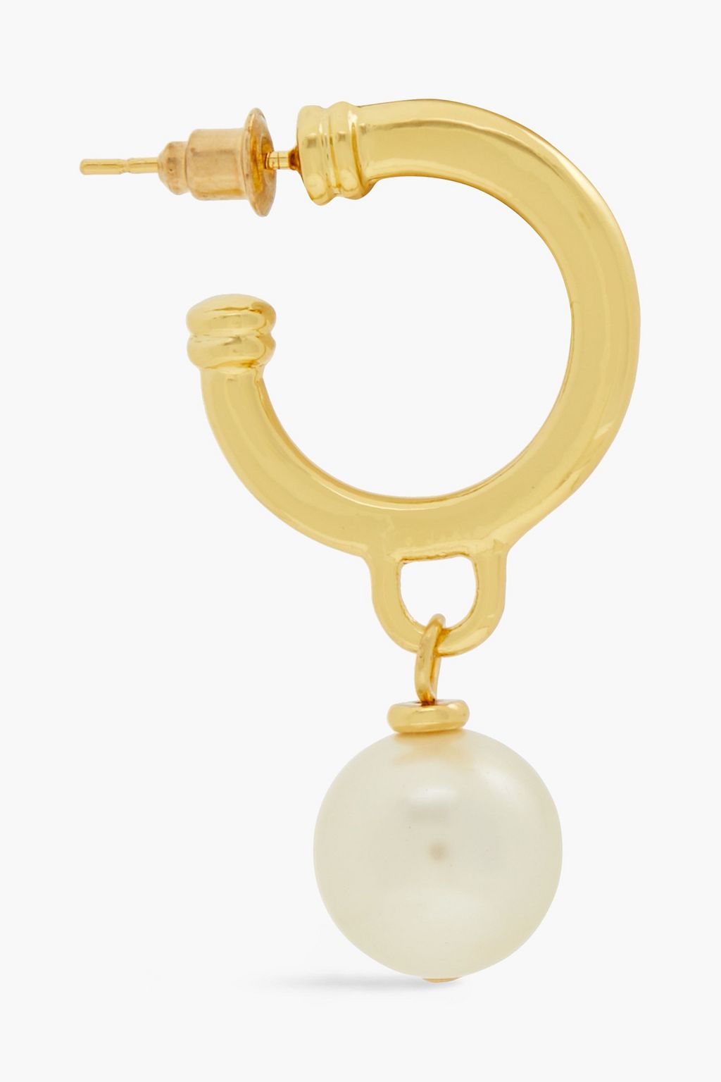 BEN-AMUN 24-karat gold-plated faux pearl hoop earrings