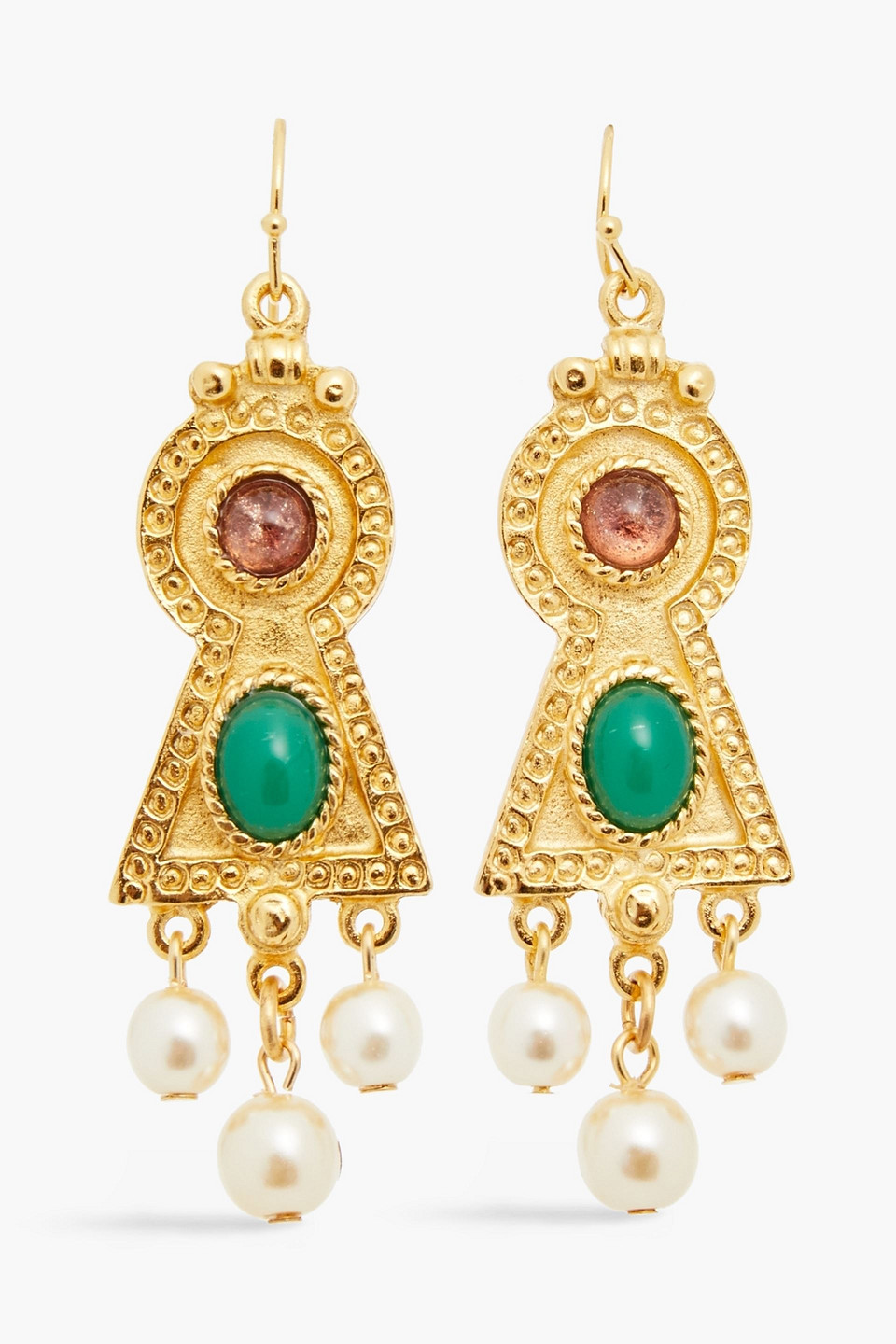 Ben-Amun 24-karat gold-plated stone and faux pearl earrings