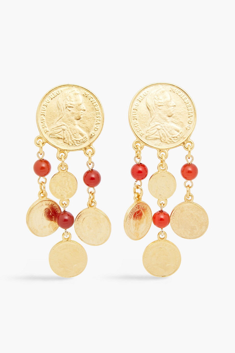 Ben-Amun 24-karat gold-plated stone clip earrings