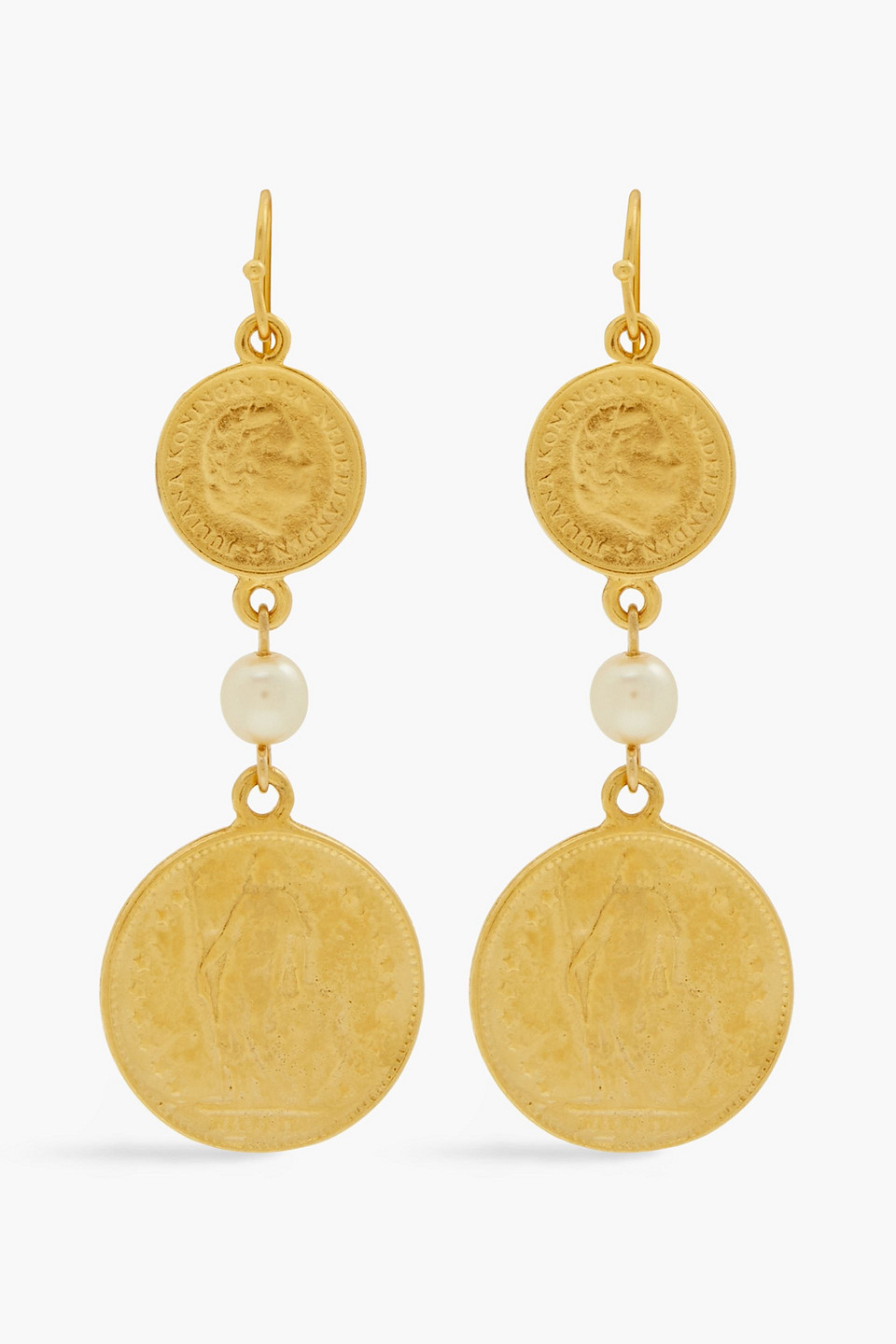 Ben-Amun 24-karat gold-plated faux pearl earrings