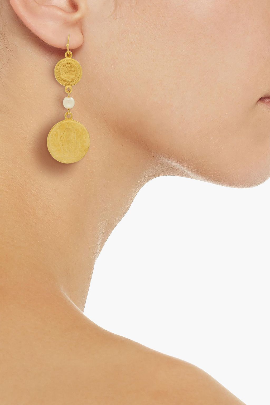 BEN-AMUN 24-karat gold-plated faux pearl earrings
