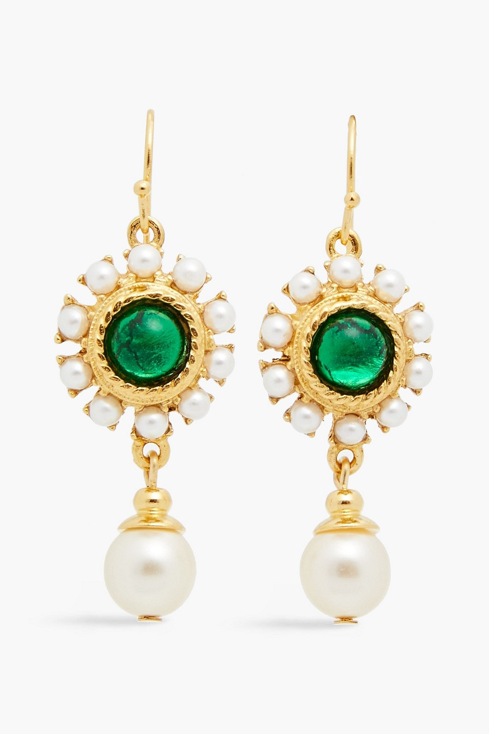 Ben-Amun 24-karat gold-plated stone and faux pearl earrings