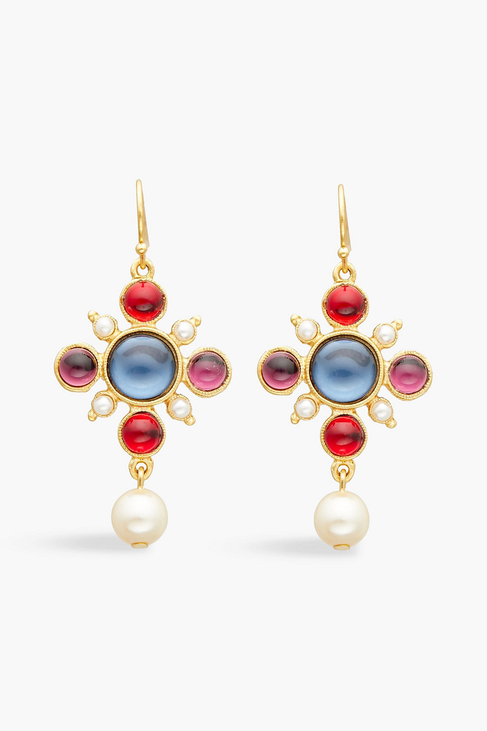 Ben-Amun 24-karat gold-plated, stone and faux pearl earrings