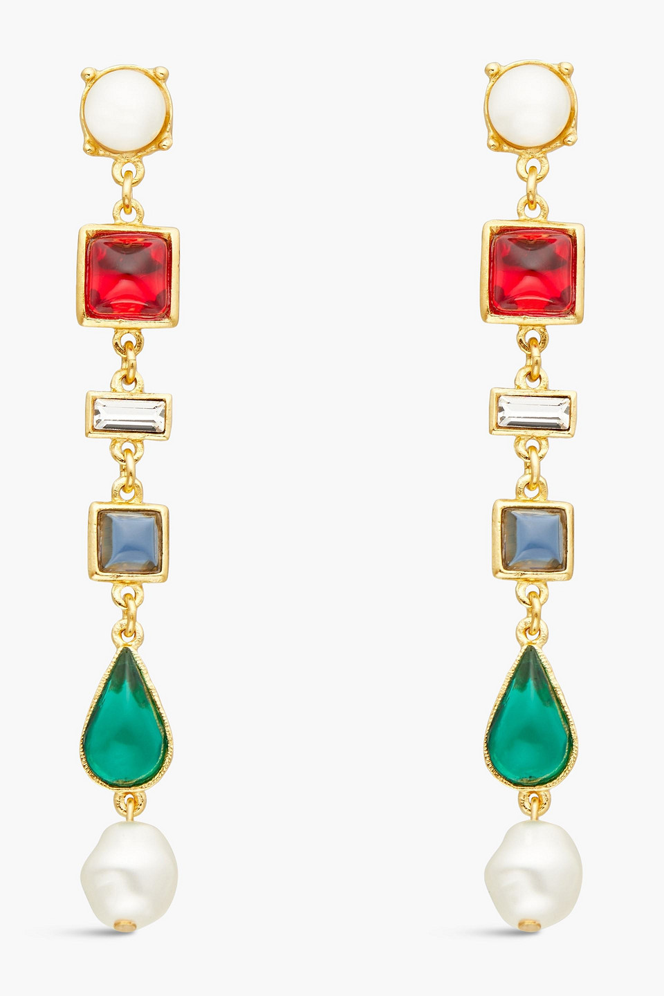 Ben-Amun 24-karat gold-plated, stone and faux pearl earrings