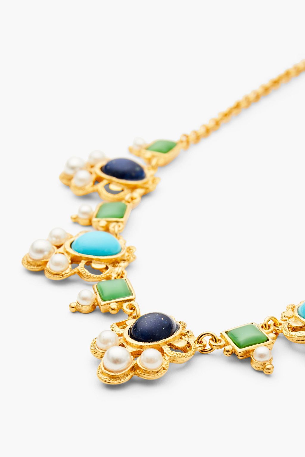 BEN-AMUN 24-karat gold-plated multi-stone necklace