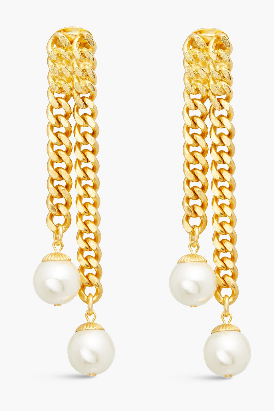 Ben-Amun 24-karat gold-plated faux pearl clip earrings