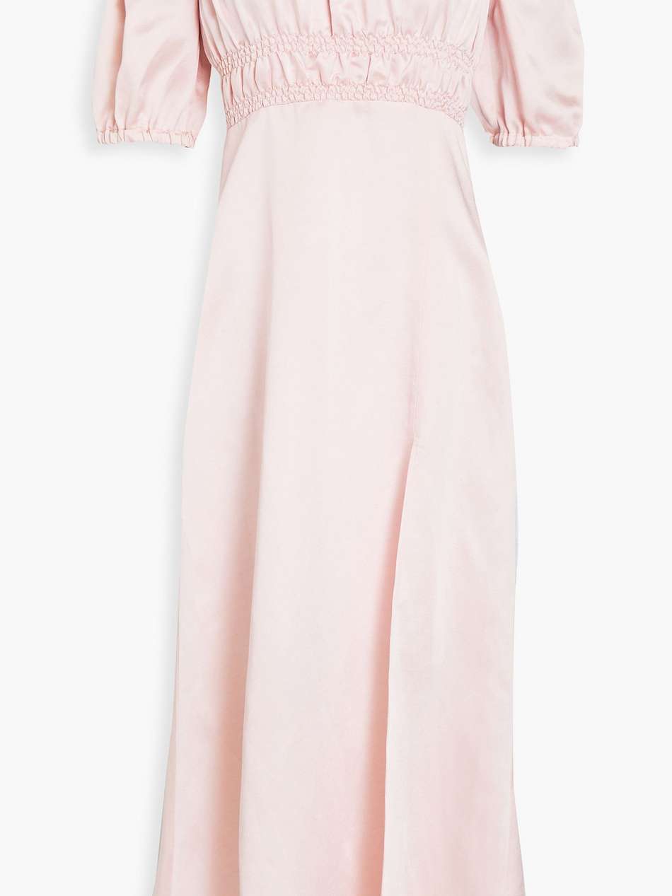 louise off-the-shoulder gathered cady midi dress