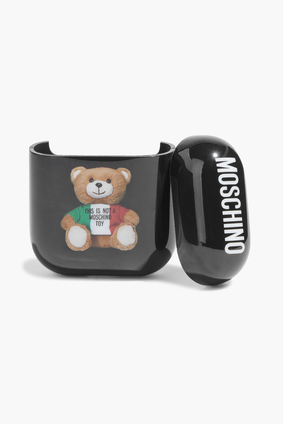 Moschino Printed Plastic Airpods Case In Black