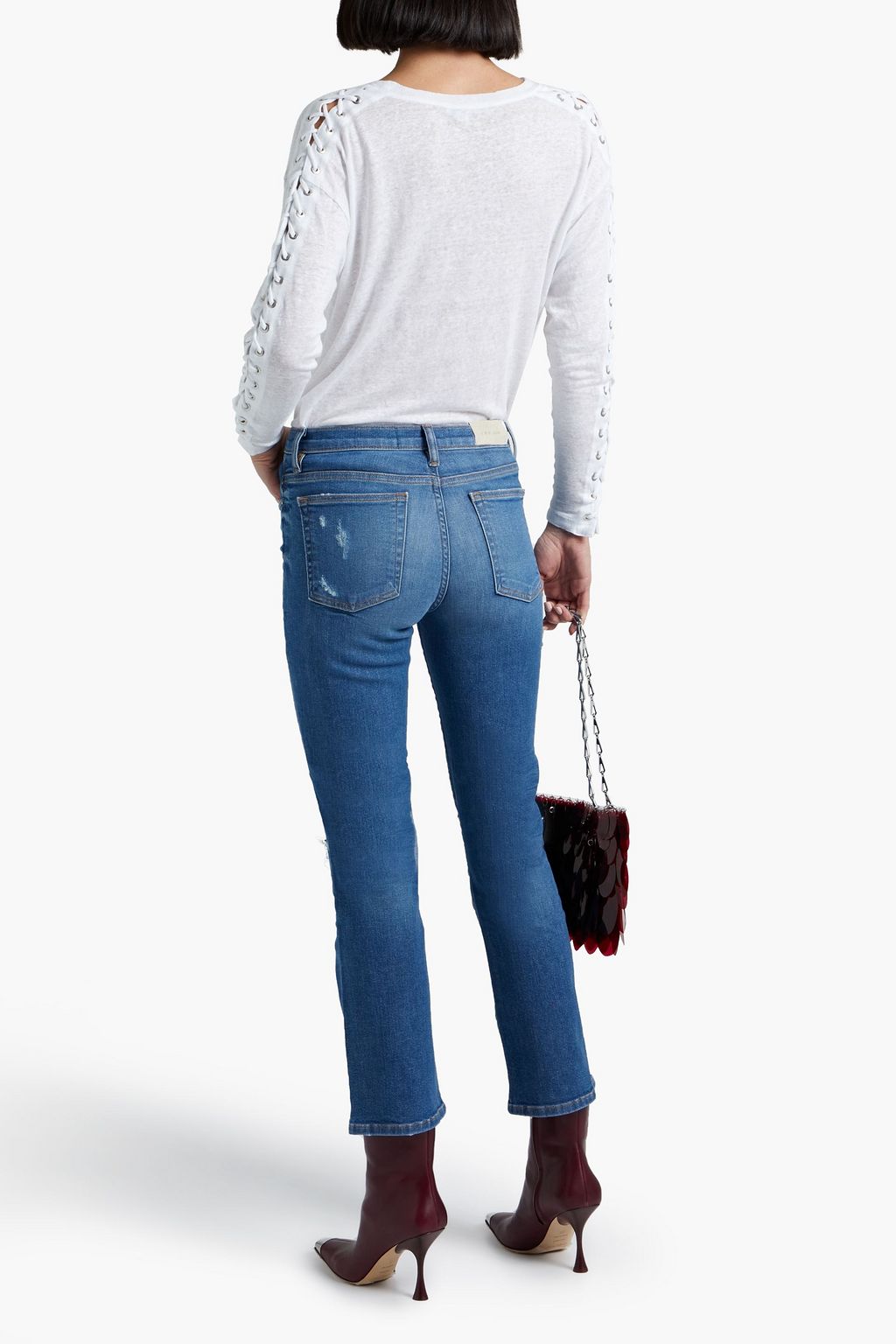 IRO Bonnie distressed mid-rise kick-flare jeans