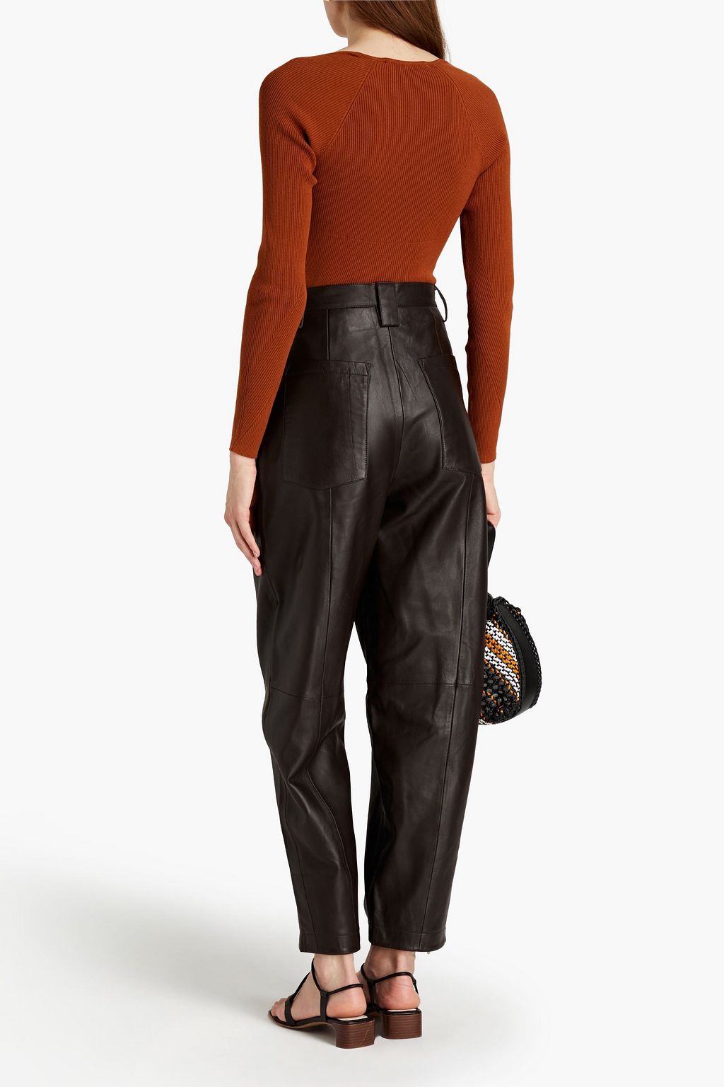 Dark brown Cleo pleated leather tapered 