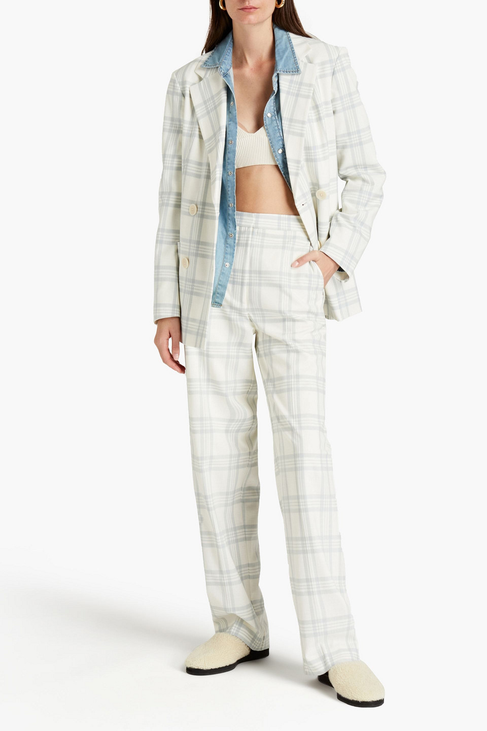 REMAIN BIRGER CHRISTENSEN ANGELINA CHECKED WOVEN STRAIGHT-LEG PANTS 3074457345630961408