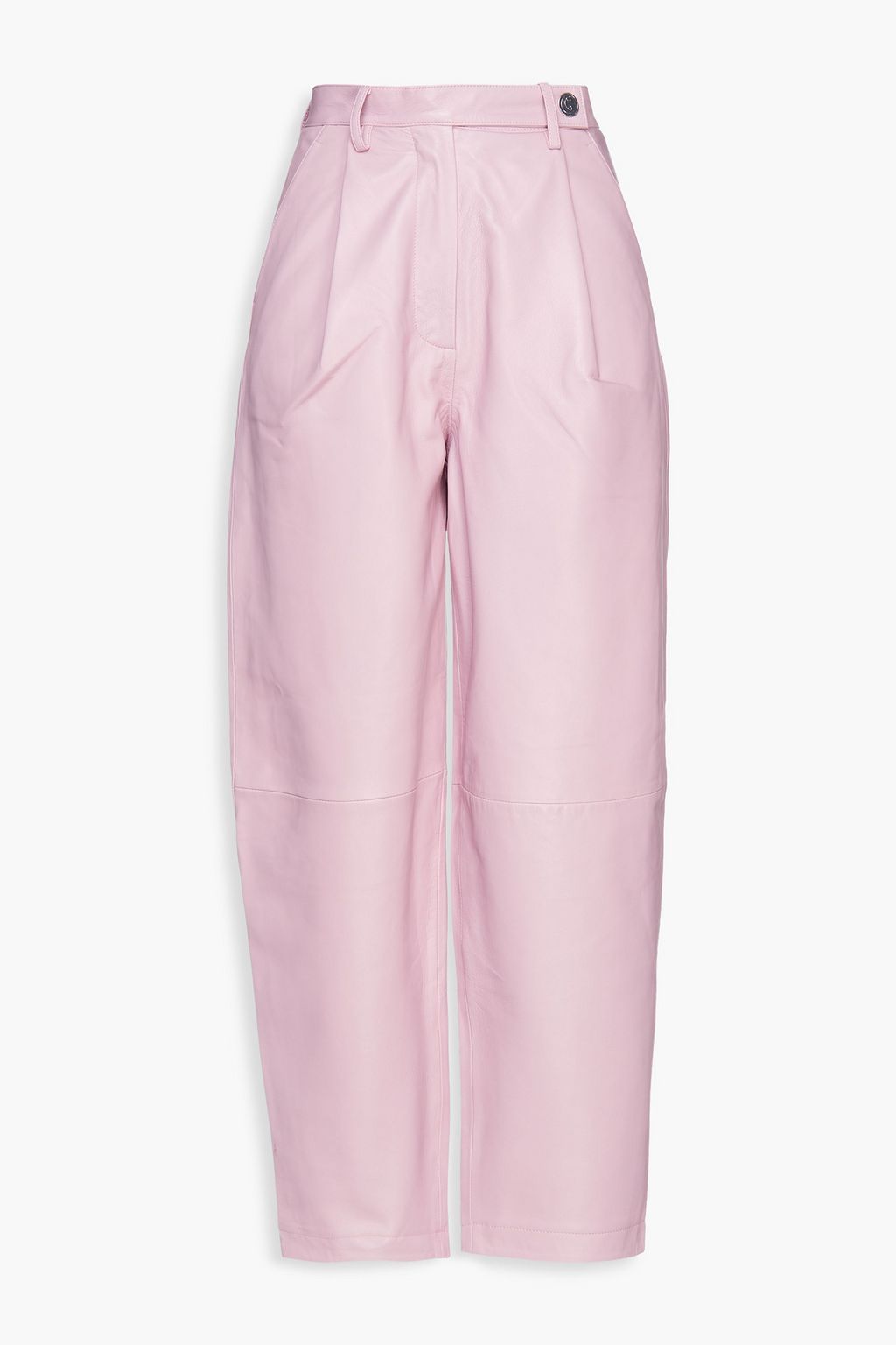 Baby pink Cleo leather tapered pants 