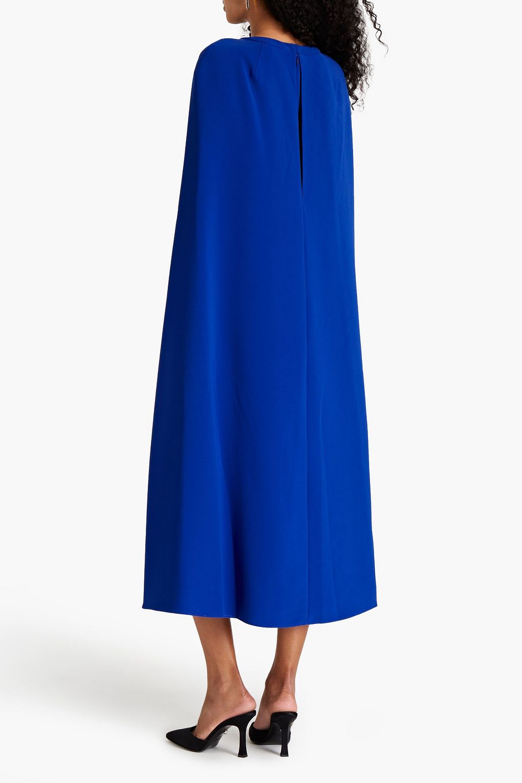 MARCHESA NOTTE Cape-effect crossover crepe de chine midi dress