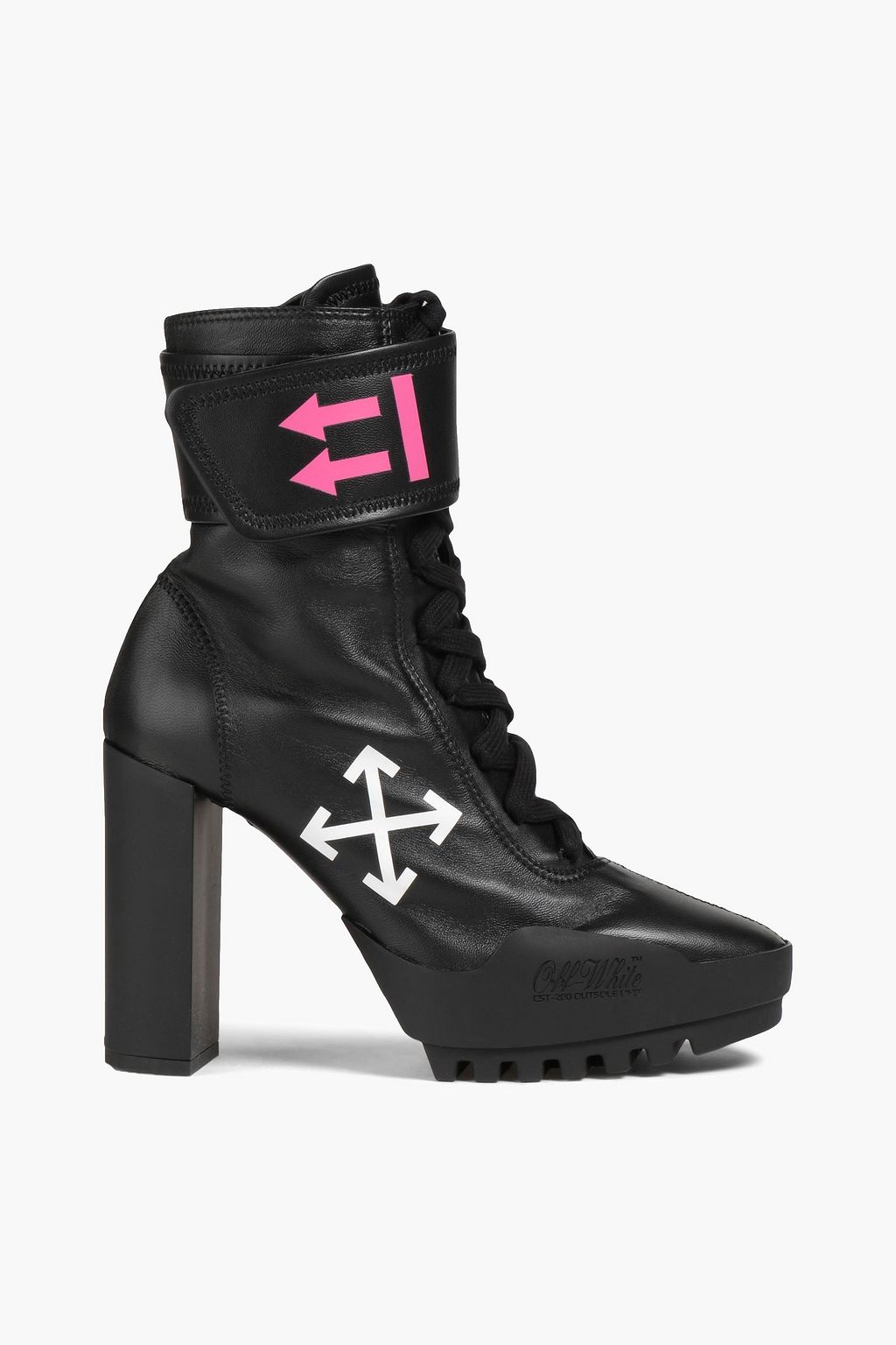 Off-White - Arrow Moto Wrap Lace-Up Leather Ankle Boots Black - EU 38