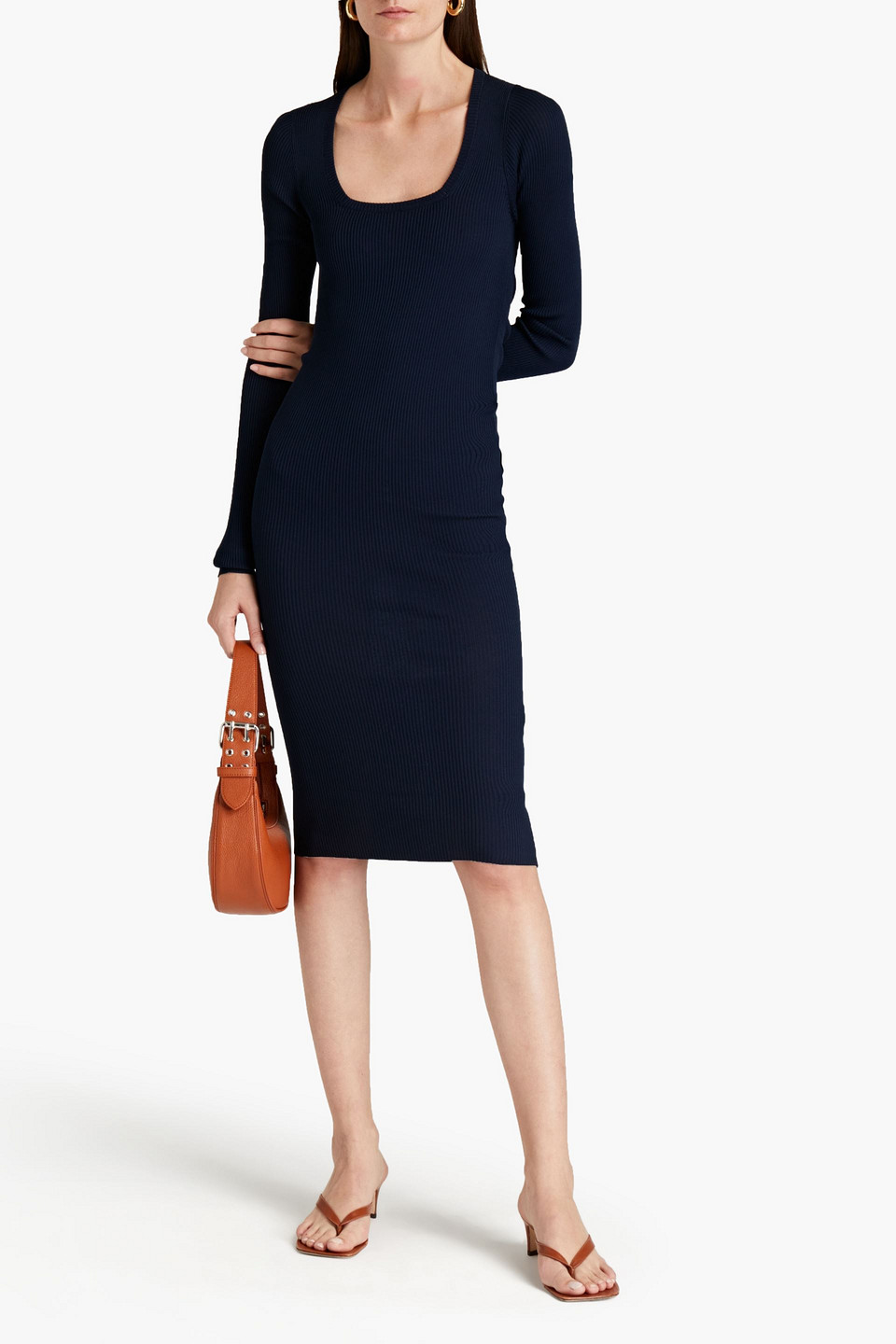 Remain Birger Christensen Serena Ruched Ribbed-knit Midi Dress