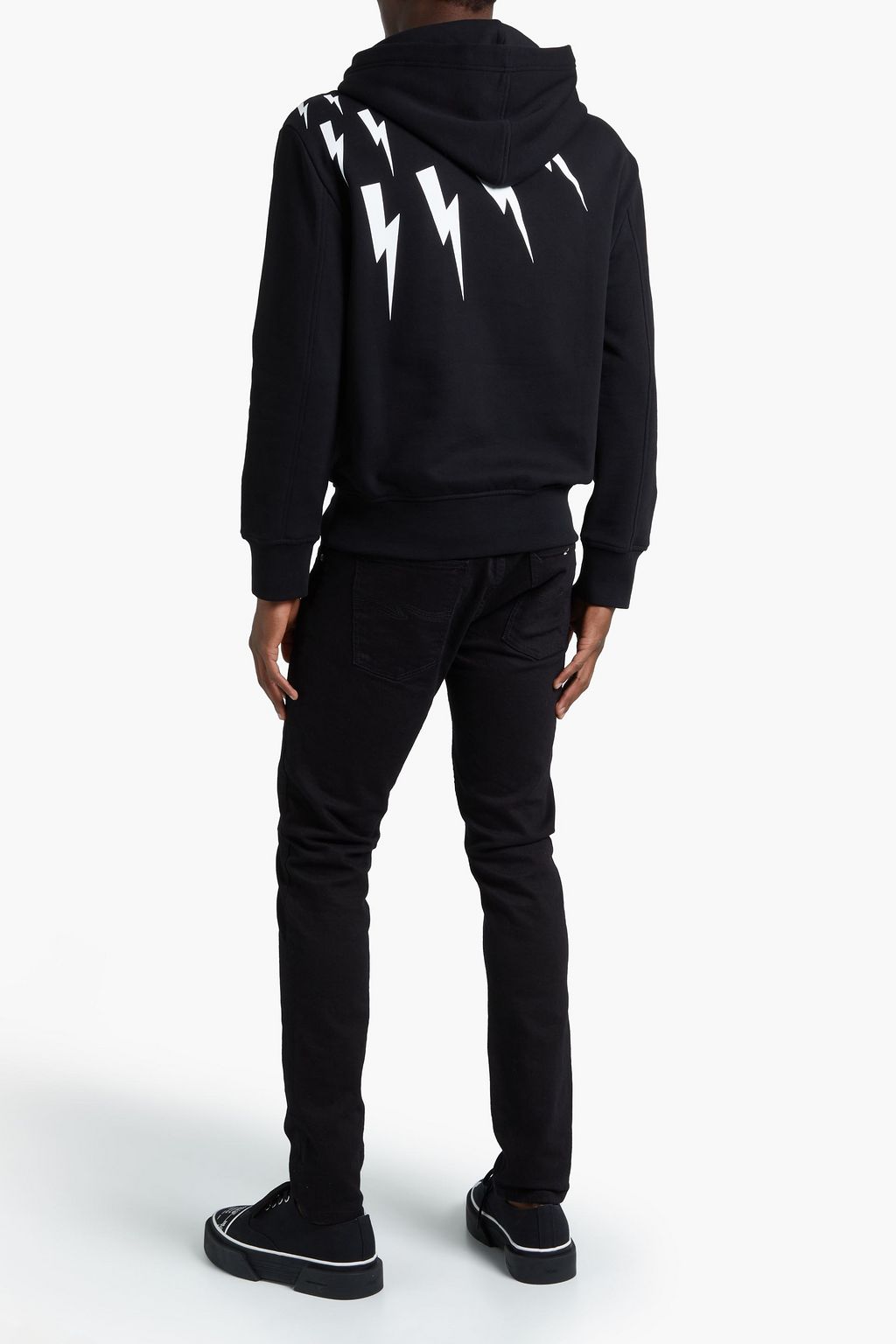 NEIL BARRETT Appliquéd printed cotton-fleece hoodie