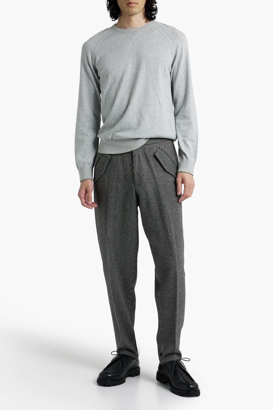 Z Zegna Man Wool-blend Tweed Tapered Trousers In Anthracite