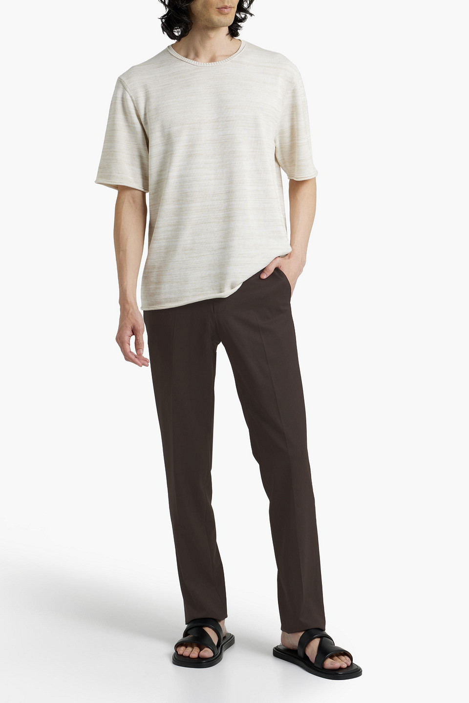 Ermenegildo Zegna Man Wool Straight-leg Trousers In Dark Brown