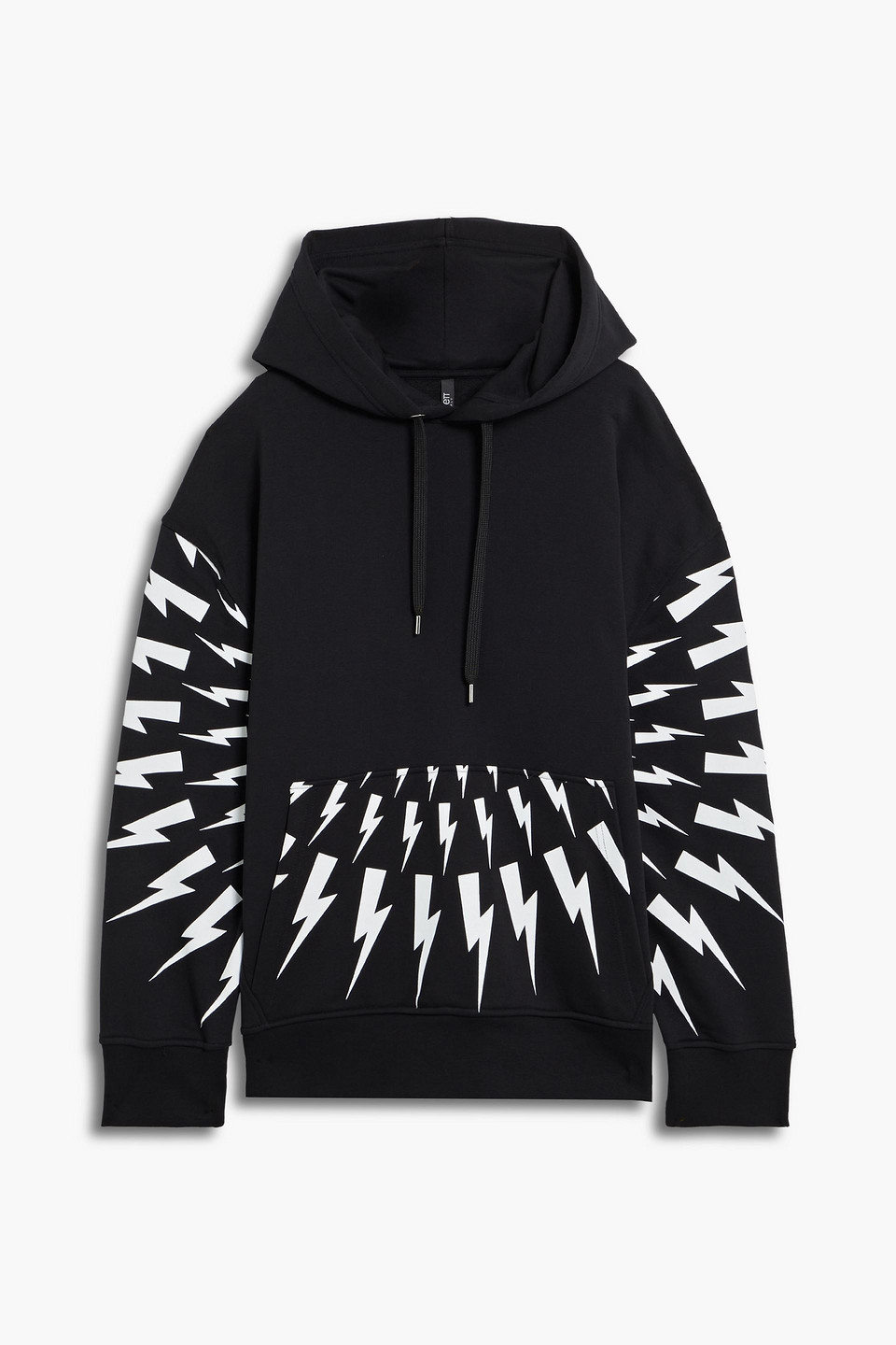 Neil Barrett Printed French Cotton-blend Terry Hoodie In Black