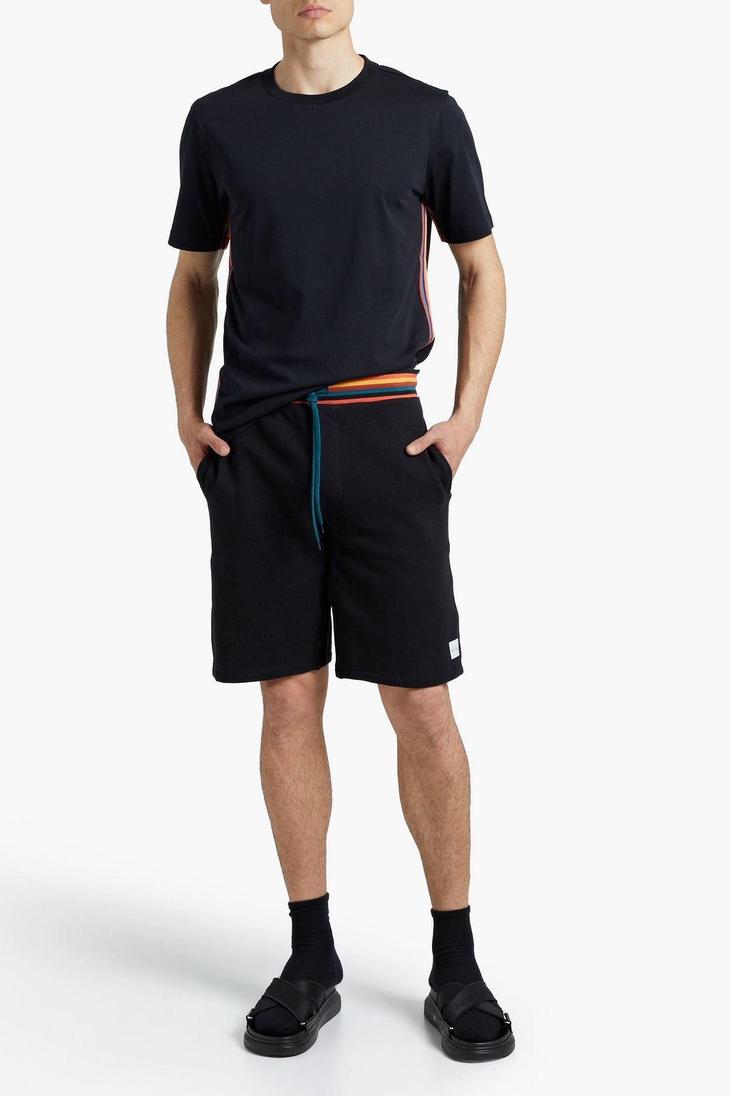 PAUL SMITH Striped-trimmed cotton-jersey T-shirt