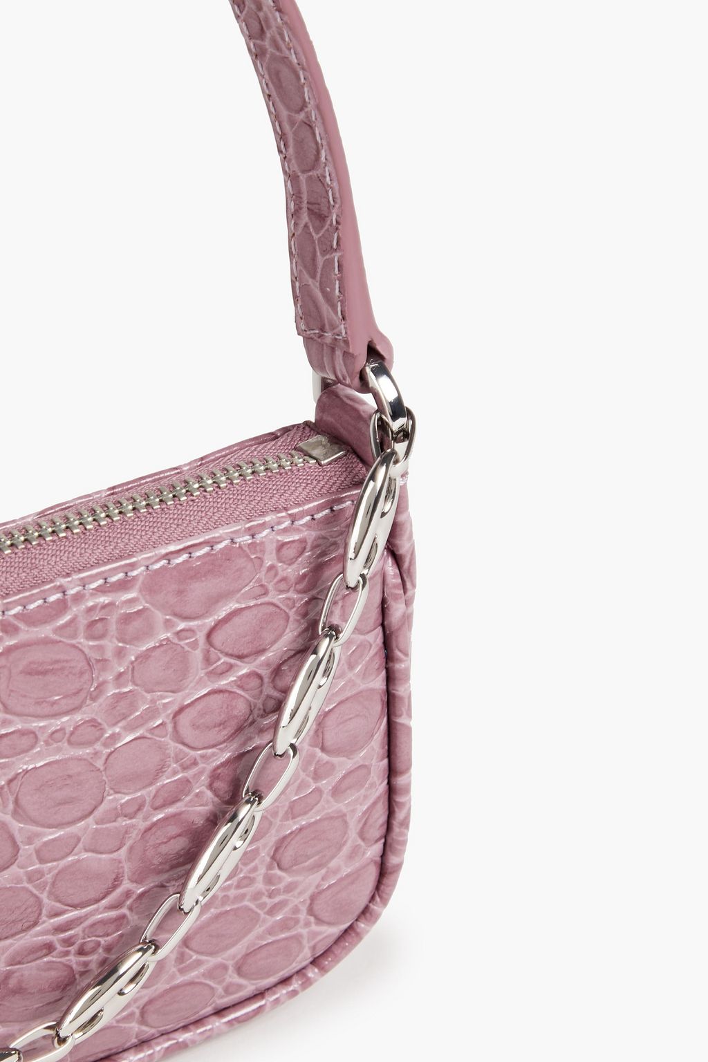 BY FAR Mini Rachel croc-effect patent-leather shoulder bag