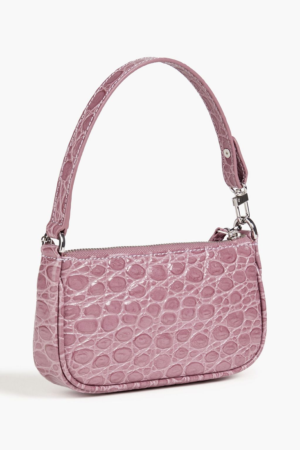 BY FAR Mini Rachel croc-effect patent-leather shoulder bag