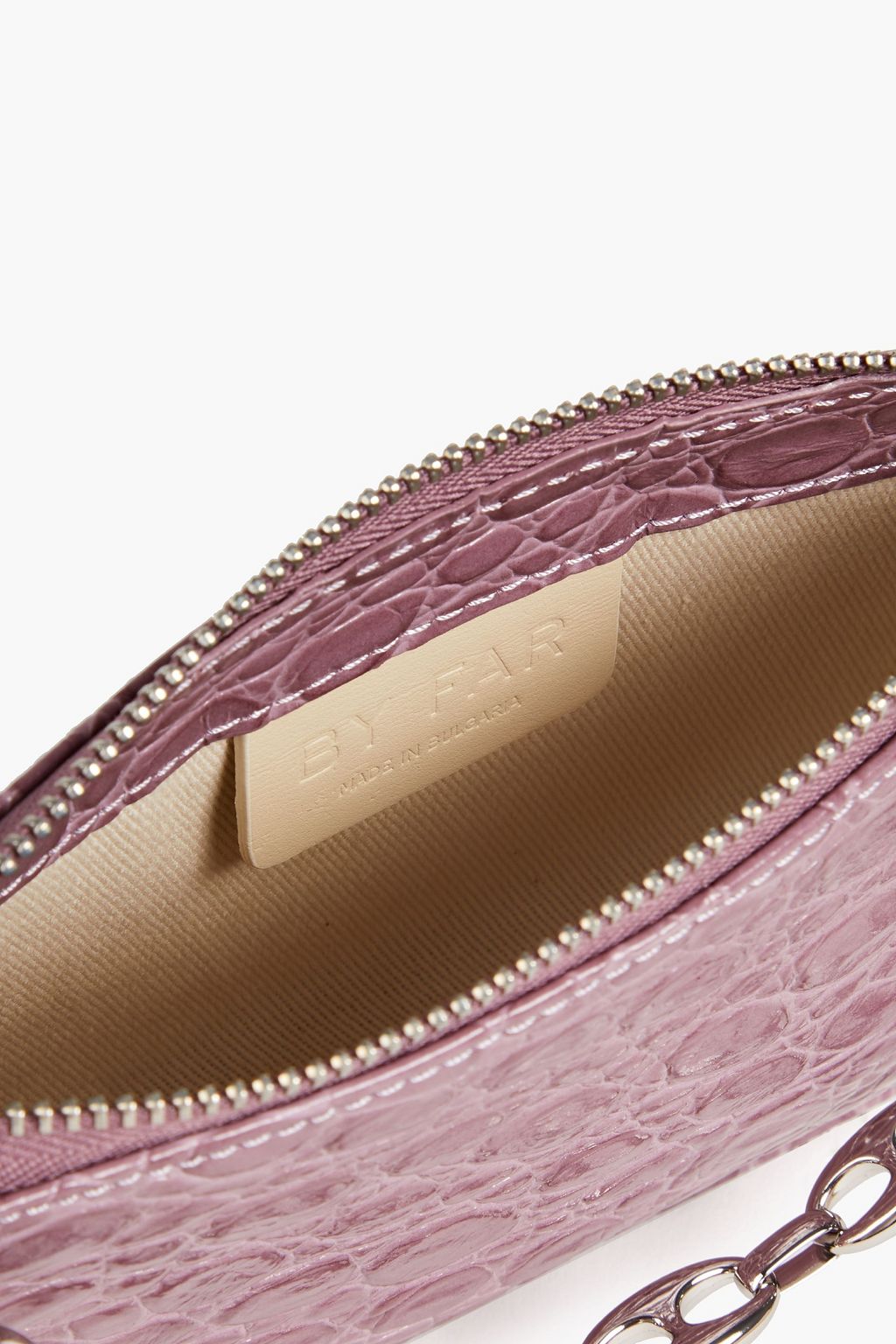 BY FAR Mini Rachel croc-effect patent-leather shoulder bag