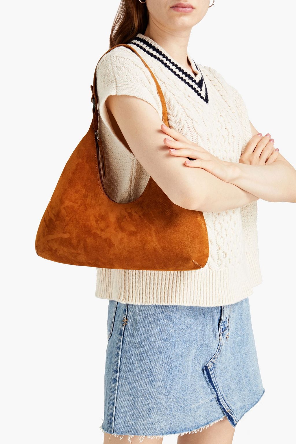 BY FAR Amber nubuck shoulder bag