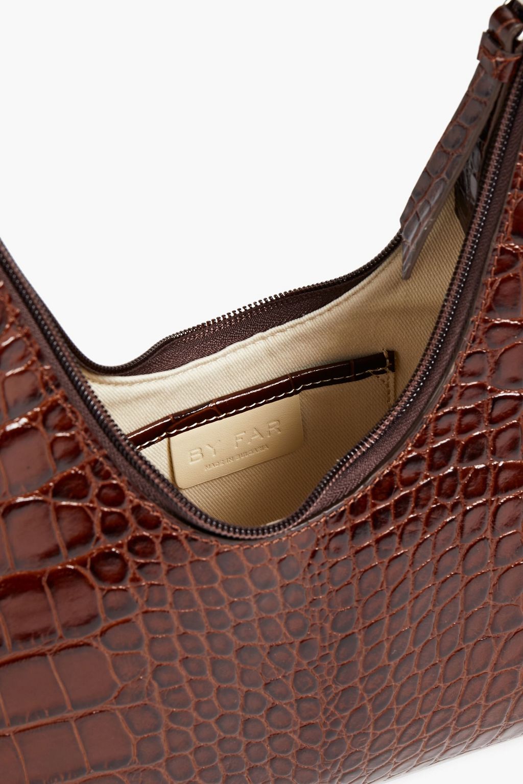 BY FAR Amber croc-effect leather shoulder bag