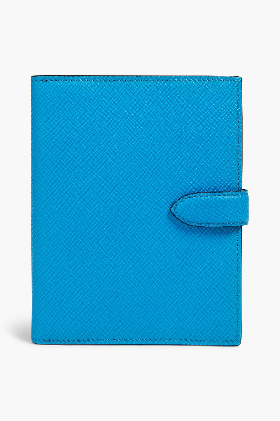 Smythson Panama Textured-leather Wallet In Blue