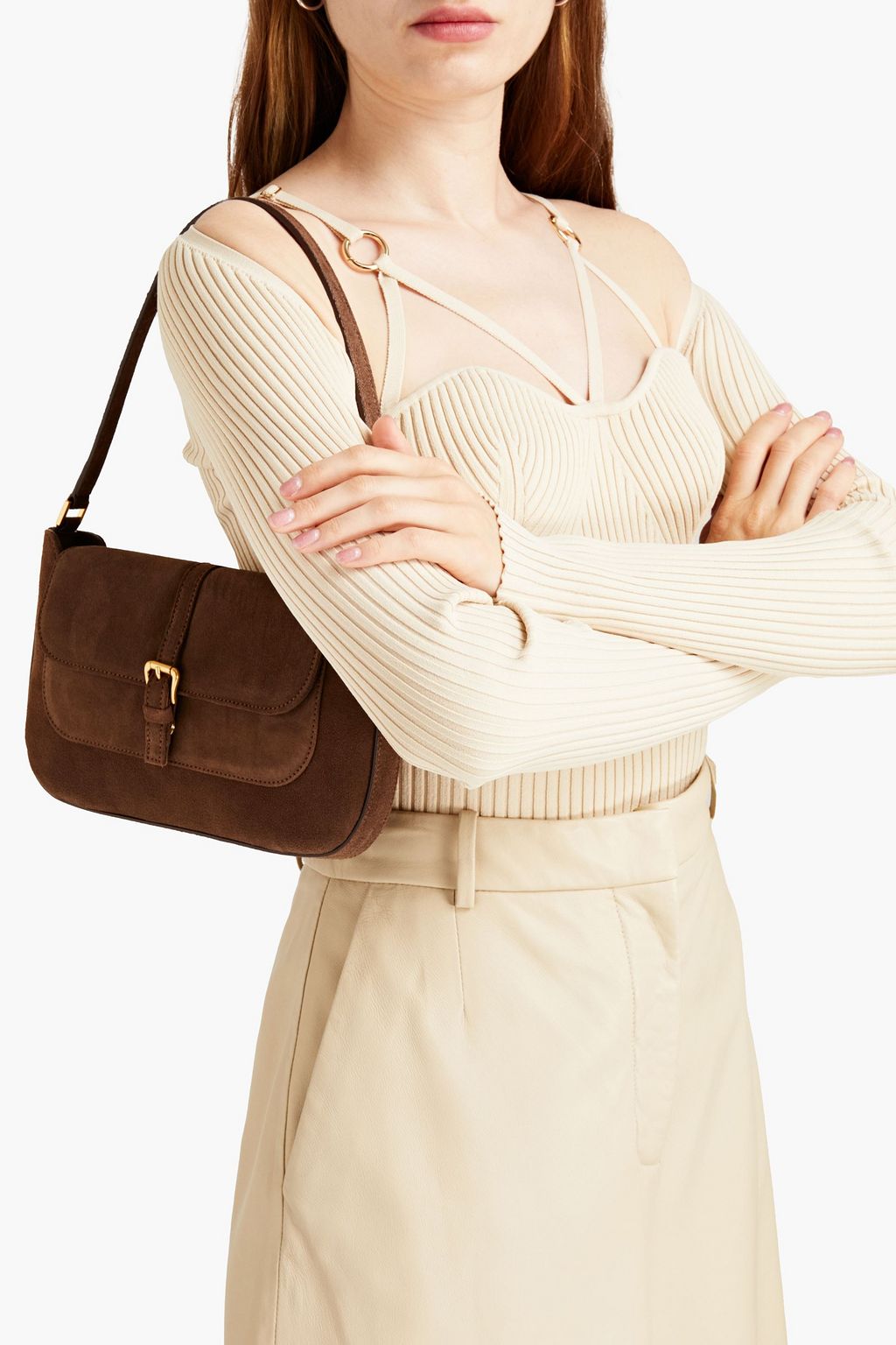 BY FAR Miranda suede shoulder bag