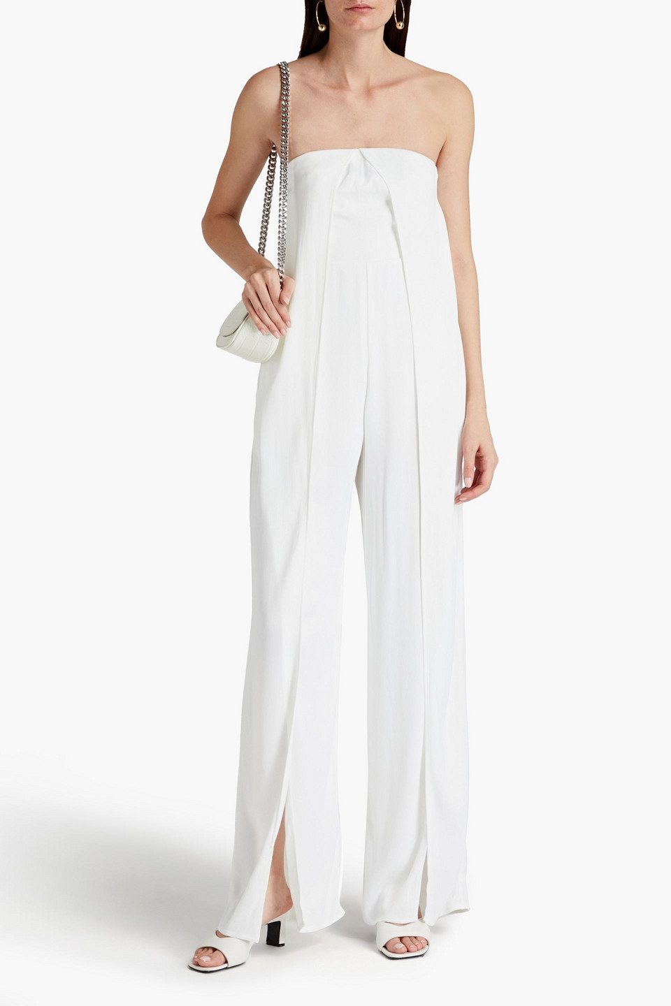 Rotate Birger Christensen Natasha Strapless Hammered-satin Jumpsuit