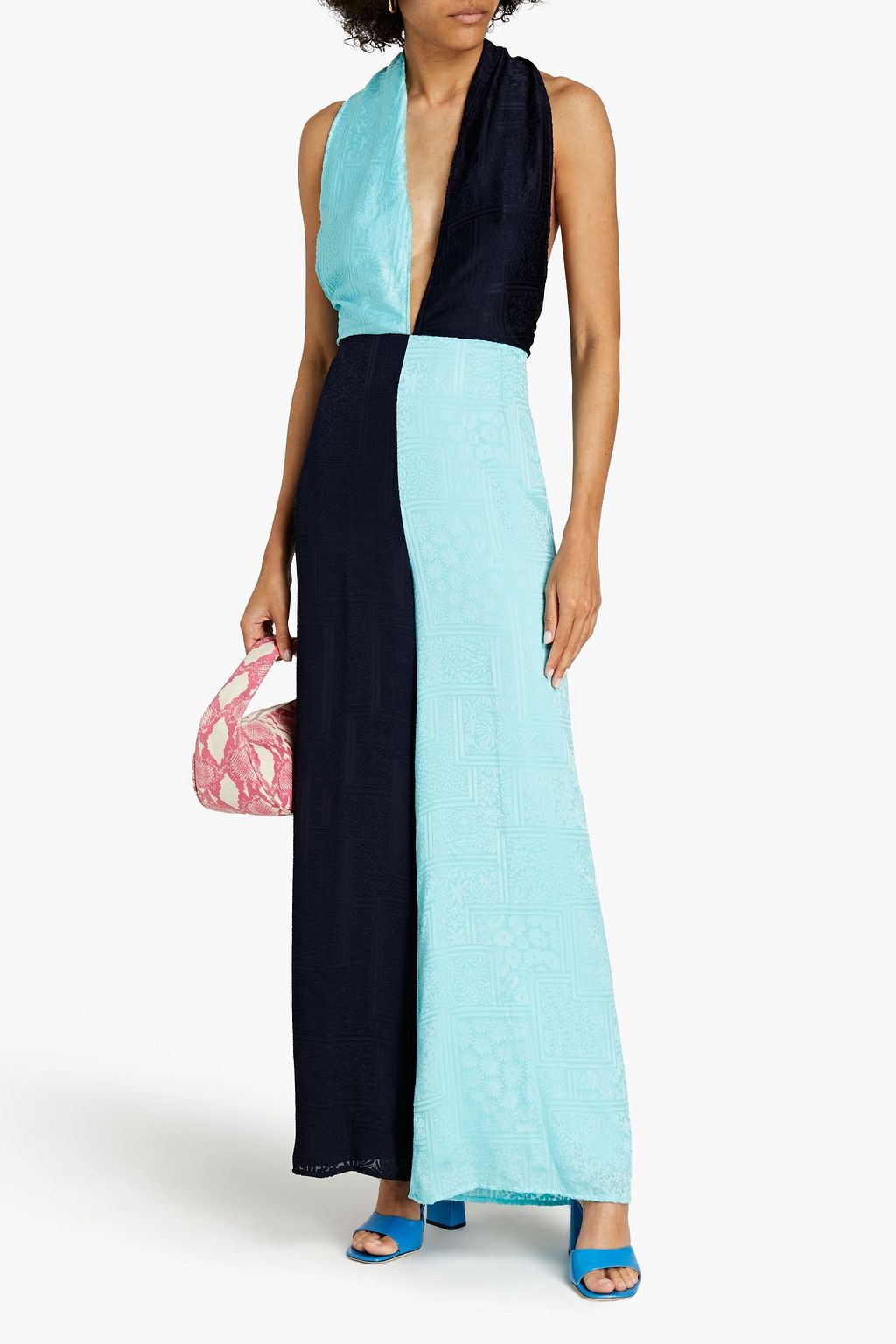 ROTATE BIRGER CHRISTENSEN Meghan satin-jacquard halterneck jumpsuit