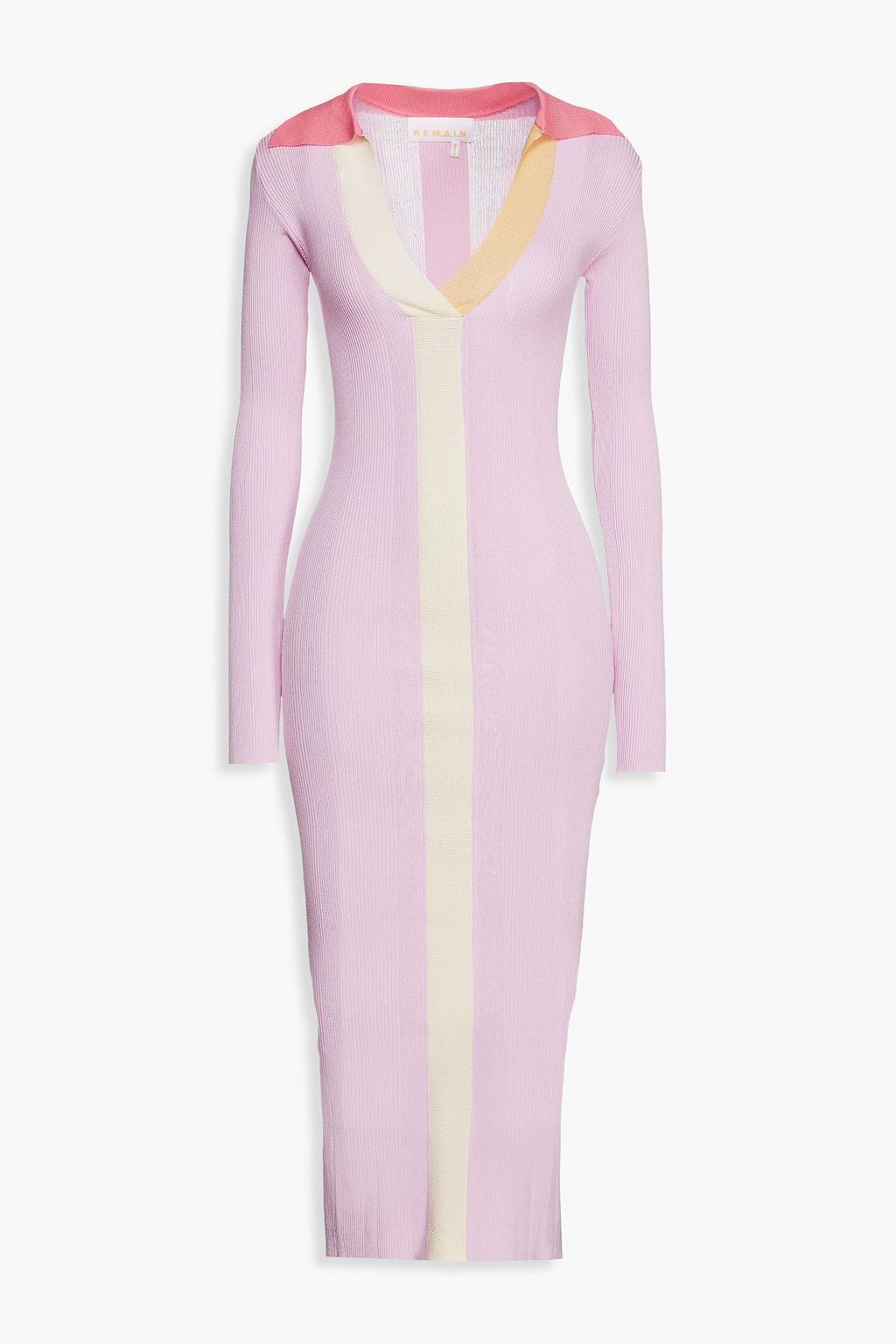 Joy color-block ribbed-knit midi dress 