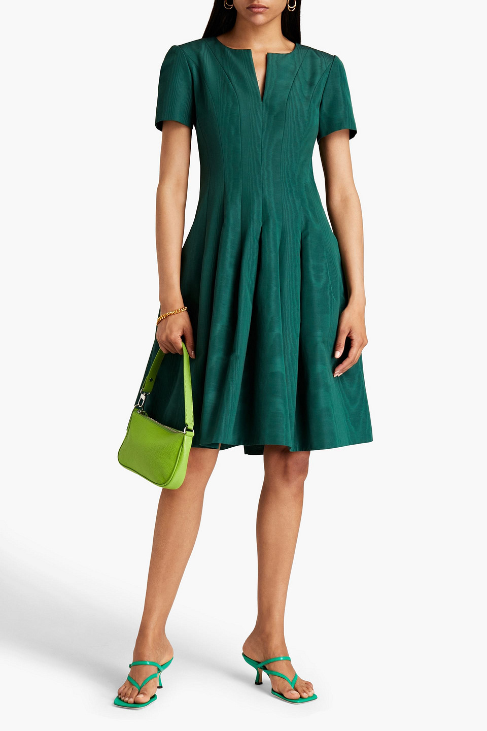 forest green pleated dress Kamila Tulle Maxi Dress main image 1