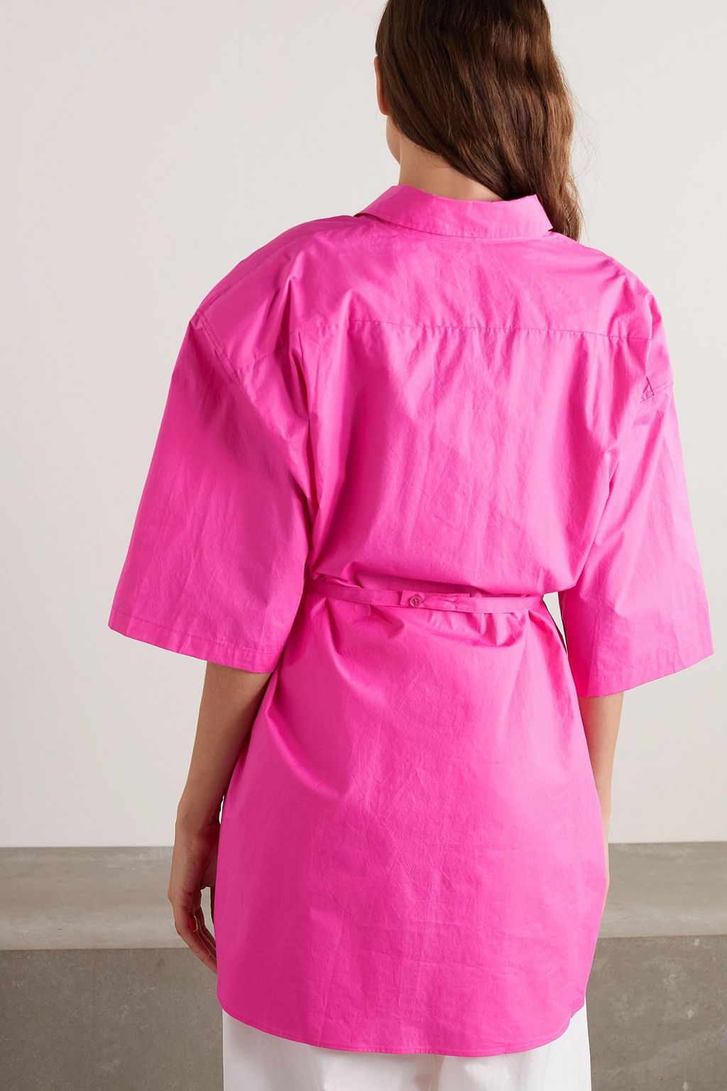 THE FRANKIE SHOP Udine oversized belted cotton-poplin shirt