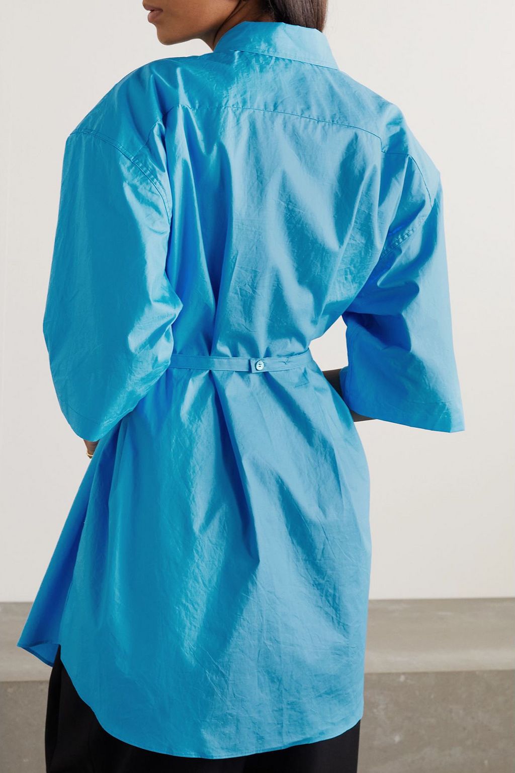 THE FRANKIE SHOP Udine oversized belted cotton-poplin shirt