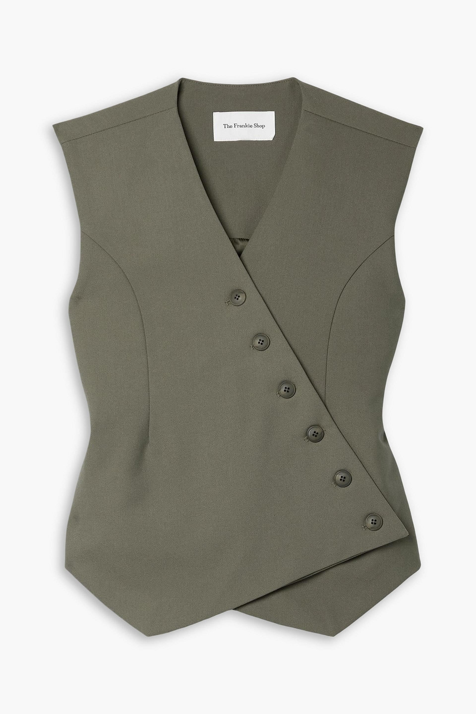 the frankie shop - maesa asymmetric woven vest - green - xs