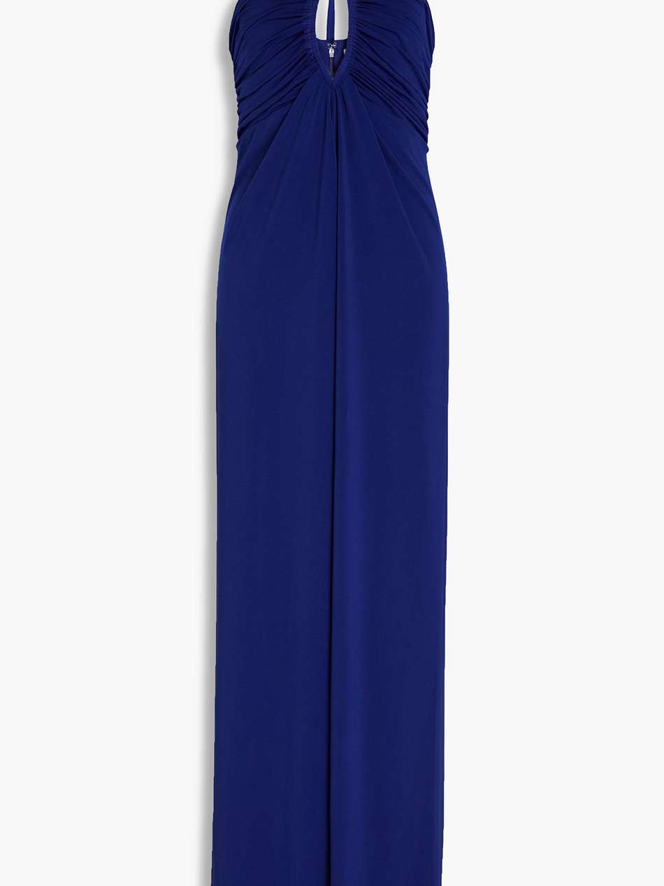 ruched jersey halterneck wide-leg jumpsuit