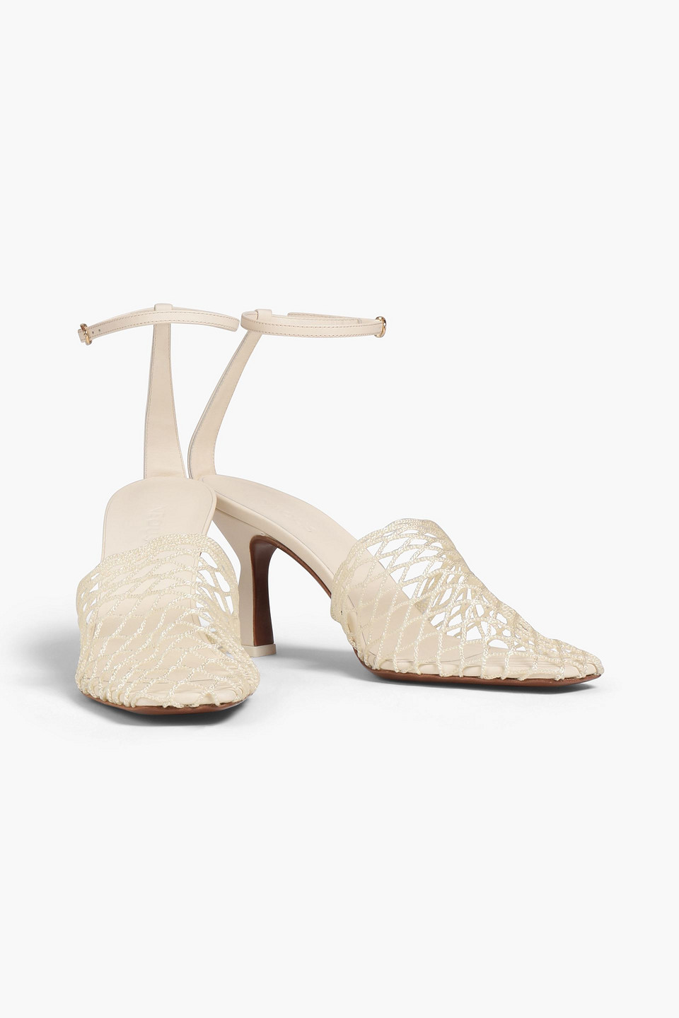 Neous Erangis Leather And Fishnet Sandals In Neutrals