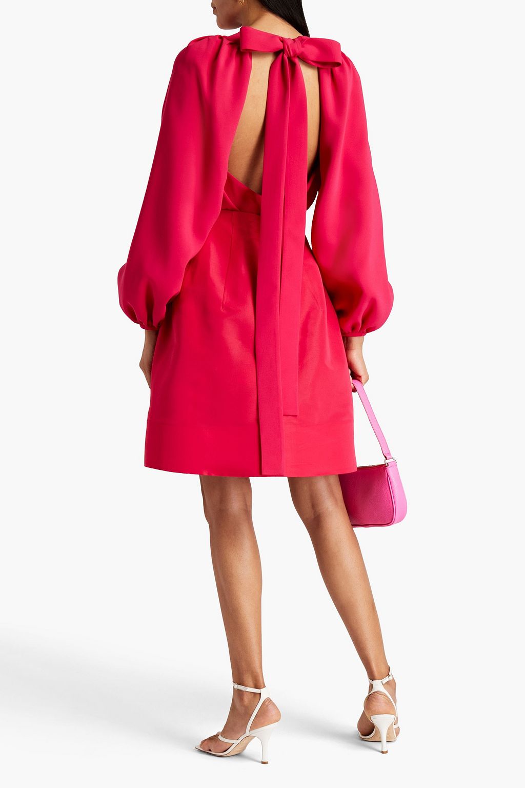 OSCAR DE LA RENTA Gathered stretch-silk crepe top