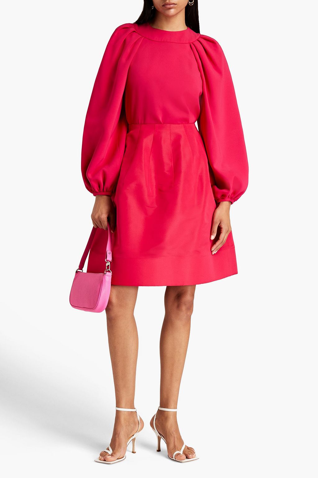 OSCAR DE LA RENTA Gathered stretch-silk crepe top