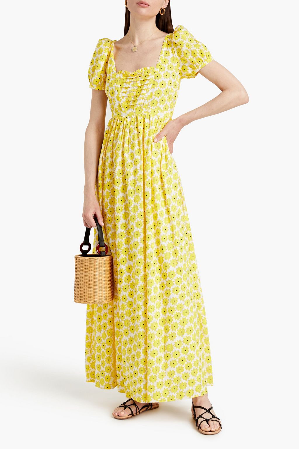 DIANE VON FURSTENBERG Poppy pleated floral-print cotton-gauze maxi dress