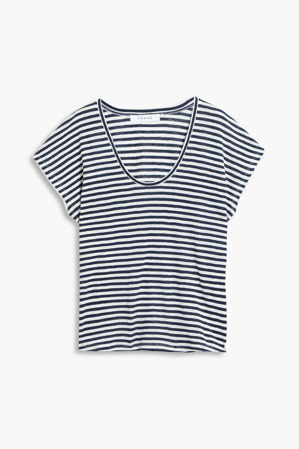 Navy Striped organic linen-jersey t 