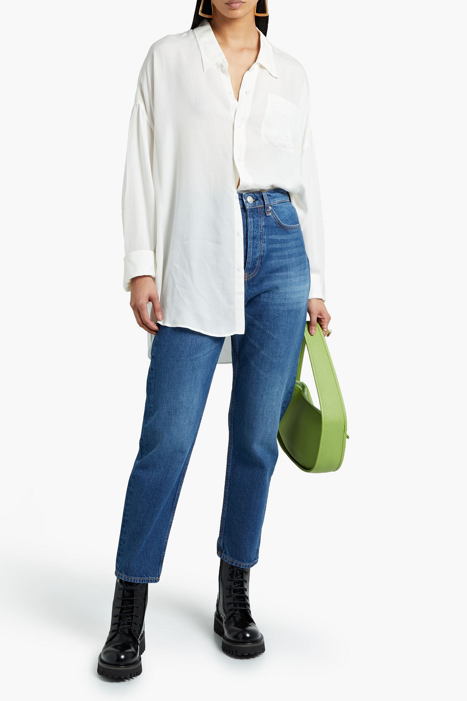 Rag & Bone Ryan High-rise Tapered Jeans In Mid Denim