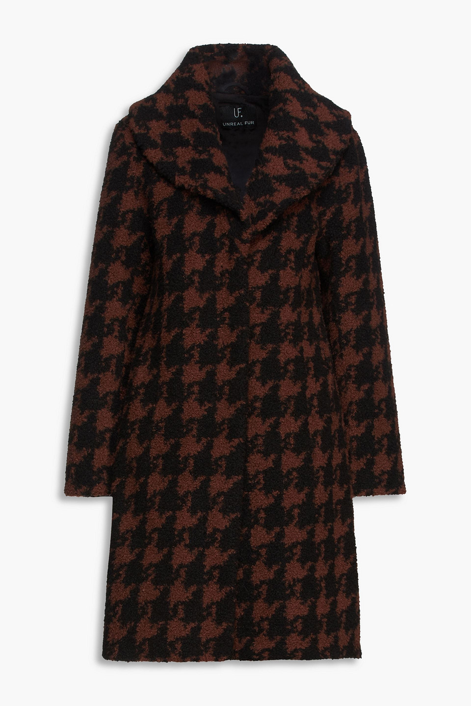 Unreal Fur Tundra Houndstooth Bouclé Coat In Black