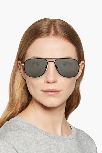 Aviator-style acetate and gold-tone sunglasses