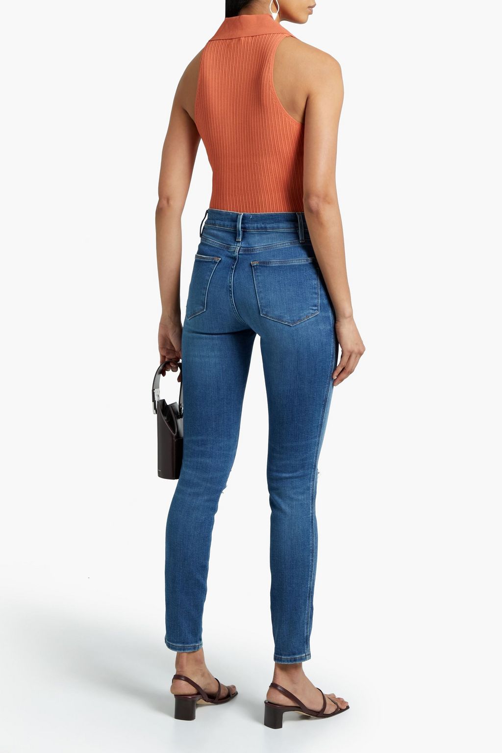 FRAME Le High Skinny hoch sitzende Skinny Jeans in Distressed-Optik